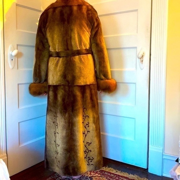 Saga Mink Sobol Saga furs Luxury Long coat with Sobol on collar & wrist high Qul - Picture 12 of 16